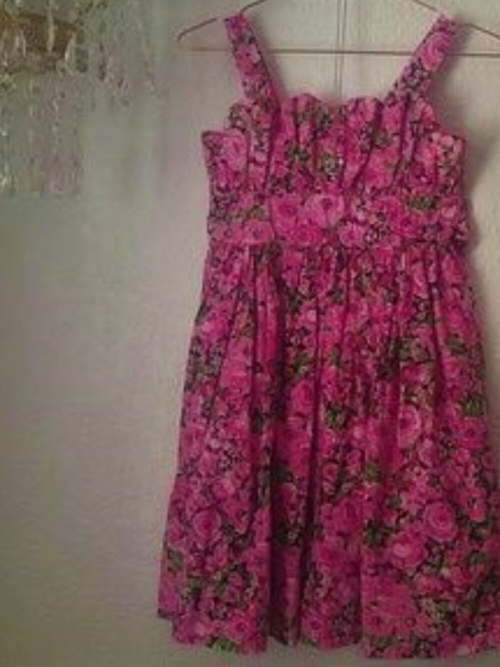 Place SZ 10 Girls Bright Floral Cotton Sundress with Ruffled Bodice & Ties